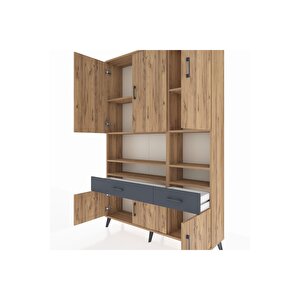 Arges Dolap 8 Raflı 2 Çekmeceli 6 Kapaklı 132x30x195 Çam-çam/antrasit