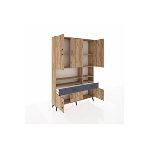 Arges Dolap 8 Raflı 2 Çekmeceli 6 Kapaklı 132x30x195 Çam-çam/antrasit