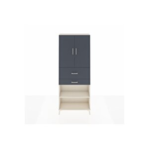 Arges Dolap 4 Raflı 2 Çekmeceli 2 Kapaklı 88x30x221 Aytaşı-antrasit