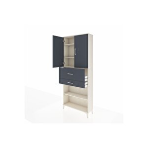 Arges Dolap 4 Raflı 2 Çekmeceli 2 Kapaklı 88x30x221 Aytaşı-antrasit