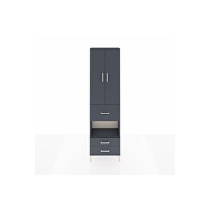 Arges Dolap 4 Raflı 3 Çekmeceli 2 Kapaklı 60x30x221 Antrasit-antrasit