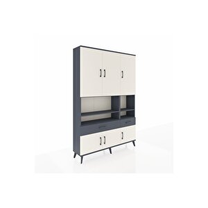 Arges Dolap 8 Raflı 2 Çekmeceli 6 Kapaklı 132x30x195 Antrasit-aytaşı/antrasit