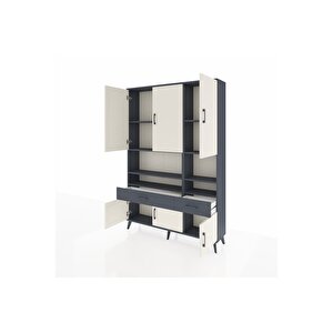 Arges Dolap 8 Raflı 2 Çekmeceli 6 Kapaklı 132x30x195 Antrasit-aytaşı/antrasit