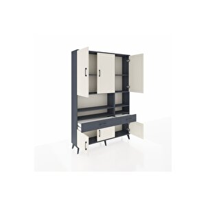 Arges Dolap 8 Raflı 2 Çekmeceli 6 Kapaklı 132x30x195 Antrasit-aytaşı/antrasit