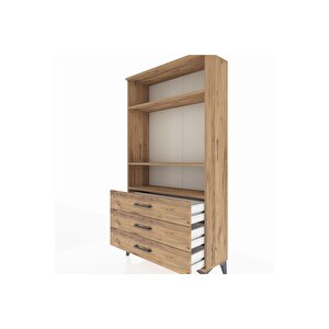 Arges Dolap 3 Raflı 3 Çekmeceli 88x30x163 Çam-çam