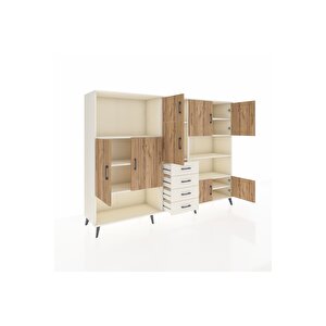 Hyperion Dolap 9 Raflı 4 Çekmeceli 8 Kapaklı 220x44x163 Aytaşı-çam/aytaşı