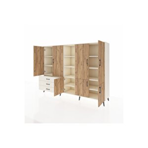 Hyperion Dolap 11 Raflı 3 Çekmeceli 7 Kapaklı 220x44x163 Aytaşı-çam/aytaşı