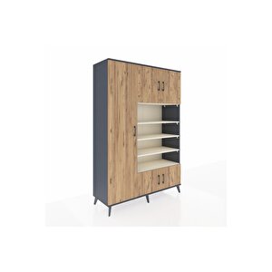 Hyperion Dolap 10 Raflı 5 Kapaklı 132x44x195 Antrasit-çam/aytaşı