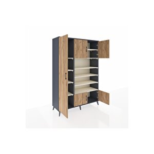 Hyperion Dolap 10 Raflı 5 Kapaklı 132x44x195 Antrasit-çam/aytaşı