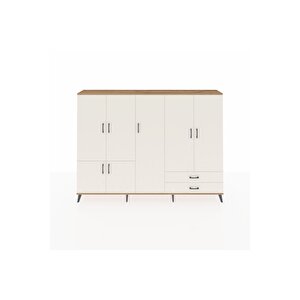 Arges Dolap 12 Raflı 2 Çekmeceli 7 Kapaklı 220x30x163 Çam-aytaşı