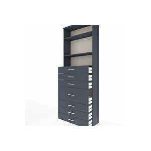 Arges Dolap 3 Raflı 7 Çekmeceli 88x30x243 Antrasit-antrasit