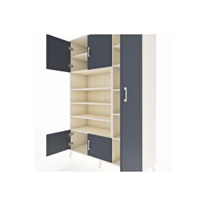 Hyperion Dolap 11 Raflı 5 Kapaklı 132x44x195 Aytaşı-antrasit/aytaşı