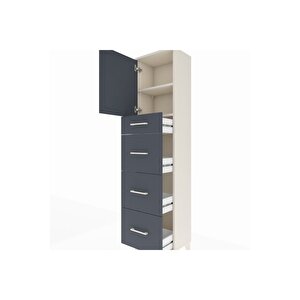 Arges Dolap 2 Raflı 4 Çekmeceli Tek Kapaklı 44x30x182 Aytaşı-antrasit