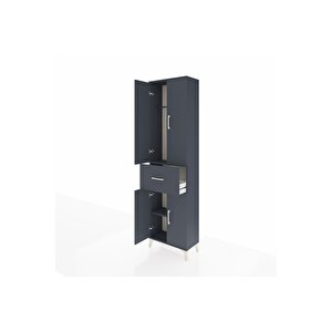 Arges Dolap 2 Raflı Tek Çekmeceli Tek Askılı 60x30x221 Antrasit-antrasit