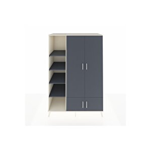 Kronos Dolap 6 Raflı 4 Kapaklı Tek Askılı 132x59x195 Aytaşı-antrasit/antrasit