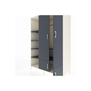 Kronos Dolap 6 Raflı 4 Kapaklı Tek Askılı 132x59x195 Aytaşı-antrasit/antrasit