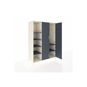 Kronos Dolap 6 Raflı 4 Kapaklı Tek Askılı 132x59x195 Aytaşı-antrasit/antrasit