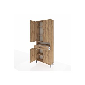 Arges Dolap 5 Raflı Tek Çekmeceli 4 Kapaklı 88x30x221 Çam-çam