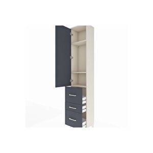 Arges Dolap 3 Raflı 3 Çekmeceli Tek Kapaklı 44x30x221 Aytaşı-antrasit