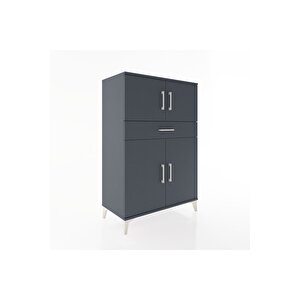 Hyperion Dolap 2 Raflı Tek Çekmeceli 4 Kapaklı 88x44x134 Antrasit-antrasit