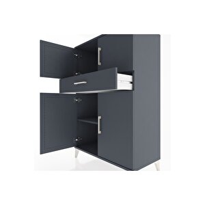 Hyperion Dolap 2 Raflı Tek Çekmeceli 4 Kapaklı 88x44x134 Antrasit-antrasit