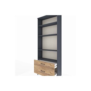 Arges Dolap 4 Raflı 2 Çekmeceli 88x30x221 Antrasit-çam