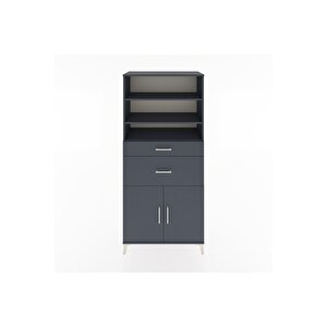 Hyperion Dolap 4 Raflı 2 Çekmeceli 2 Kapaklı 88x44x195 Antrasit-antrasit