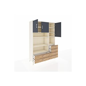 Hyperion Dolap 9 Raflı 6 Çekmeceli 3 Kapaklı 132x44x195 Aytaşı-antrasit/çam
