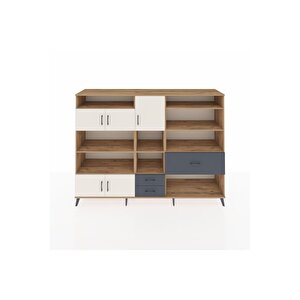 Hyperion Dolap 13 Raflı 3 Çekmeceli 5 Kapaklı 220x44x163 Çam-aytaşı/antrasit