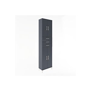 Arges Dolap 5 Raflı 3 Çekmeceli 4 Kapaklı 60x30x243 Antrasit-antrasit