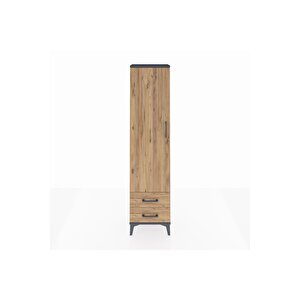 Arges Dolap Tek Raflı 2 Çekmeceli Tek Askılı 44x30x182 Antrasit-çam