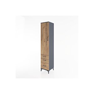 Hyperion Dolap 2 Raflı 3 Çekmeceli Tek Askılı 44x44x221 Antrasit-çam