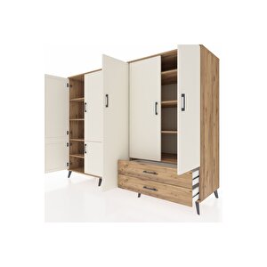 Kronos Dolap 12 Raflı 2 Çekmeceli 7 Kapaklı 220x59x163 Çam-aytaşı/çam