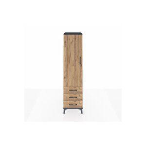 Kronos Dolap Tek Raflı 3 Çekmeceli Tek Askılı 44x59x182 Antrasit-çam