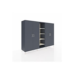 Hyperion Dolap 12 Raflı 4 Kapaklı 220x44x163 Antrasit-antrasit/aytaşı