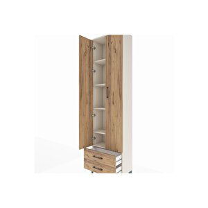 Arges Dolap 5 Raflı 2 Çekmeceli 2 Kapaklı 60x30x221 Aytaşı-çam