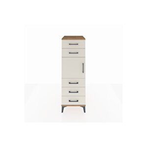 Kronos Dolap Tek Raflı 5 Çekmeceli Tek Kapaklı 44x59x134 Çam-aytaşı