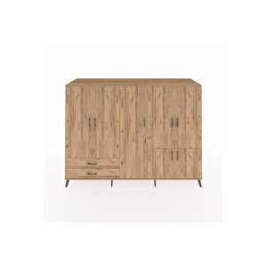 Kronos Dolap 12 Raflı 2 Çekmeceli 7 Kapaklı 220x59x163 Çam-çam