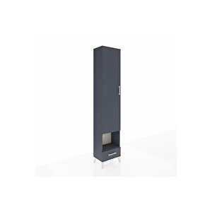 Arges Dolap 5 Raflı Tek Çekmeceli Tek Kapaklı 44x30x221 Antrasit-antrasit