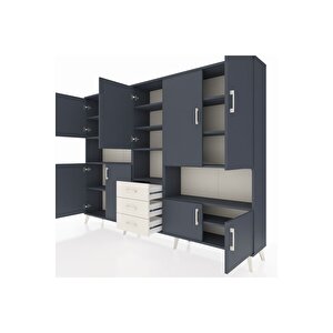 Arges Dolap 13 Raflı 3 Çekmeceli 9 Kapaklı 220x30x163 Antrasit-antrasit/aytaşı