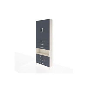 Arges Dolap 4 Raflı 6 Çekmeceli 2 Kapaklı 88x30x243 Aytaşı-antrasit