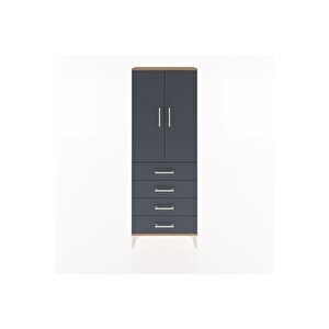 Arges Dolap Tek Raflı 4 Çekmeceli Tek Askılı 60x30x163 Çam-antrasit