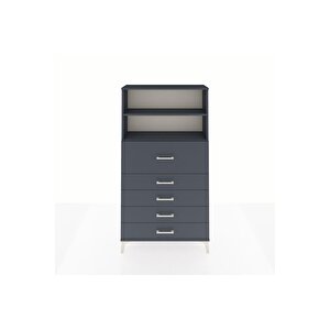 Arges Dolap 2 Raflı 5 Çekmeceli 88x30x163 Antrasit-antrasit