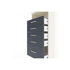 Arges Dolap Tek Raflı 5 Çekmeceli 60x30x134 Aytaşı-antrasit
