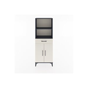 Arges Dolap 3 Raflı Tek Çekmeceli 2 Kapaklı 60x30x163 Antrasit-aytaşı