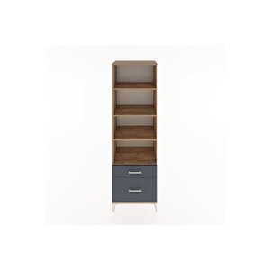 Hyperion Dolap 4 Raflı 2 Çekmeceli 60x44x195 Çam-antrasit