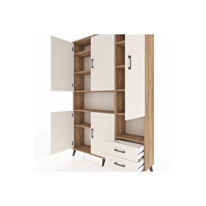 Arges Gardrop 10 Raflı 2 Çekmeceli 5 Kapaklı 132x30x195 Çam-aytaşı