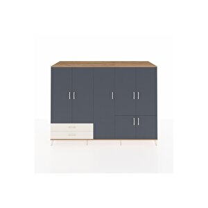 Kronos Dolap 12 Raflı 2 Çekmeceli 7 Kapaklı 220x59x163 Çam-antrasit/aytaşı