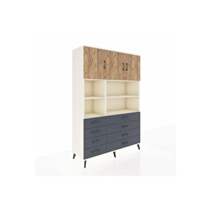 Hyperion Dolap 8 Raflı 8 Çekmeceli 3 Kapaklı 132x44x195 Aytaşı-çam/antrasit