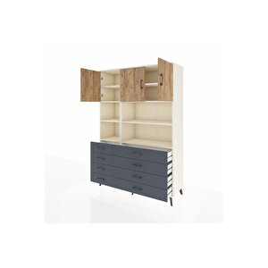 Hyperion Dolap 8 Raflı 8 Çekmeceli 3 Kapaklı 132x44x195 Aytaşı-çam/antrasit